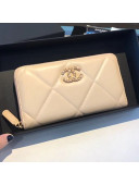 Chanel 19 Goatskin Long Zipped Wallet AP1063 Apricot 2019