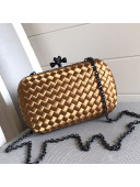 Bottega Veneta Silk Chain Knot Intreccio Impero Clutch Gold 2019