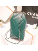 Chanel Quilted Shiny Aged Lambskin Glasses Case AP1558 Green 2021