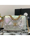 Chanel 19 Iridescent Calfskin Large Flap Bag AS1161 White 2021