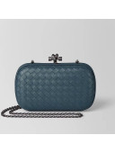 Bottega Veneta Chain Knot Intreccio Nappa Clutch Blue 2019