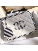 Chanel Striped CC Filigree Medium Vanity Case Bag A93343 White 2019