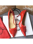 Christian Louboutin Studs Patent Calfskin Pumps 7cm/10cm Heel Red 2018