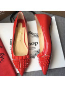 Christian Louboutin Studs Patent Calfskin Flats Red 2018