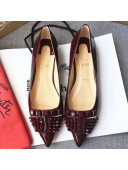 Christian Louboutin Studs Patent Calfskin Flats Burgundy 2018