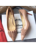 Christian Louboutin Studs Patent Calfskin Pumps 7cm/10cm Heel Nude 2018