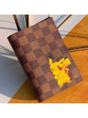 Louis Vuitton Damier Ebene Canvas Pikachu Print Passport Cover M64411 2019