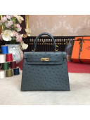 Hermes Original Ostrich Leather Kelly 25cm/28cm Iron-gray