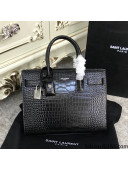 Saint Laurent Classic Baby Sac De Jour Bag in Embossed Crocodile Leather Black 2021