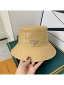 Prada Straw Wide Brim Hat Beige P17 2021