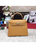 Hermes Original Ostrich Leather Kelly 25cm/28cm Ginger