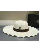 Louis Vuitton Straw Wave Wide Brim Hat White LV02 2021