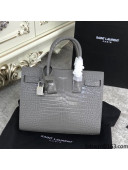 Saint Laurent Classic Baby Sac De Jour Bag in Embossed Crocodile Leather Grey 2021