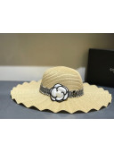 Chanel Straw Wave Wide Brim Hat Cream White C27 2021