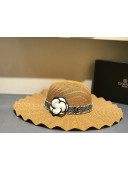 Chanel Straw Wave Wide Brim Hat Khaki C29 2021