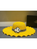 Chanel Straw Wave Wide Brim Hat Yellow C31 2021