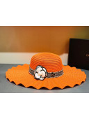 Chanel Straw Wave Wide Brim Hat Orange C33 2021