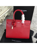 Saint Laurent Classic Baby Sac De Jour Bag in Embossed Crocodile Leather Red 2021