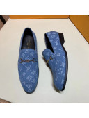 Louis Vuitton Men's Denim Monogram Loafers Blue 2020