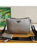 Prada Saffiano Leather Shoulder Bag with Strap 2VH113 Silver 2020