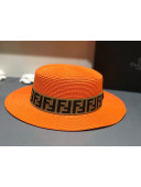 Fendi Straw Wide Brim Hat Orange F16 2021