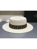 Fendi Straw Wide Brim Hat White F11 2021