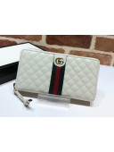 Gucci Leather Zip Around Wallet with Double G 536450 White