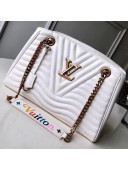 Louis Vuitton Calfskin New Wave Chain Tote Bag M51978 White 2018