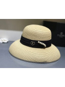 Chanel Straw Wide Brim Hat Beige C39 2021