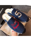 Chanel x Pharrell Towelling Flat Mules Navy Blue 2019