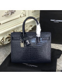 Saint Laurent Classic Baby Sac De Jour Bag in Embossed Crocodile Leather Blue 2021