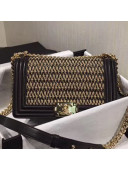 Chanel Cotton Cord Woven Medium Boy Flap Bag A67085 Black 2019