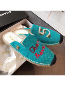 Chanel x Pharrell Towelling Flat Mules Turquoise 2019