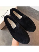 Celine Wool Flat Loafers Black 2019