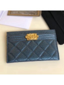 Chanel Pearl Grained Calfskin Boy Chanel Card Holder Blue 2018