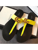 Gucci Leather Flat Thong Sandal with Double G 497444 Yellow 2018