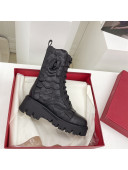 Valentino Atelier Shoes 03 Rose Edition Combat Ankle Boots All Black 2021