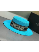 Dior Straw Wide Brim Hat Light Blue D11 2021