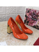 Dolce & Gabbana DG Patent Leather Pumps 6.5/10.5cm Orange/Gold 2021 111343