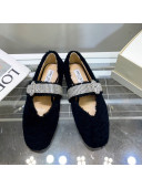 Jimmy Choo Shearling Ballerinas with Crystal Band Black 2021