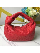 Bottega Veneta Mini BV Jodie Woven Lambskin Hobo Bag Red 2020