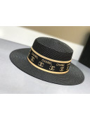 Chanel Straw Wide Brim Hat Black C64 2021