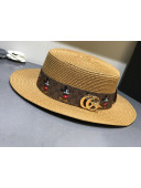 Gucci Straw Wide Brim Hat Khaki G26 2021