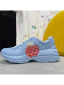 Gucci Rhyton Sneakers in Heart Apple Print Calfskin Blue 2021