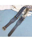 Dior Belt 5cm in Navy Blue Oblique Embroidered Canvas 2020