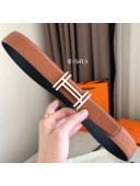 Hermes H Au Carre Belt Buckle & Reversible Leather Strap 32mm Light Brown 2021