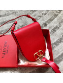 Valentino Medium Goatskin VRing Crossbody Bag 0071L Red 2019