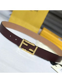 Fendi Calfskin Belt 30mm with FF Buckle Burgundy 2021