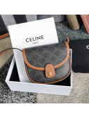 Celine Mini Besace Bag in Triomphe Canvas and Calfskin Brown 2021