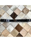 Bottega Veneta Leather Modular Link Belt 30mm with Circular Buckle Black 2019